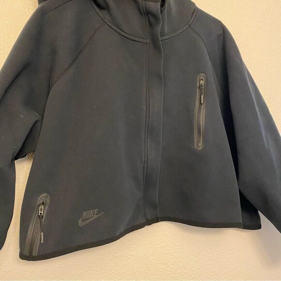 Nike Sportswear Tech full zip Fleece Cape Hoodie Black crop BV3396-010 Large - Picture 4 of 11